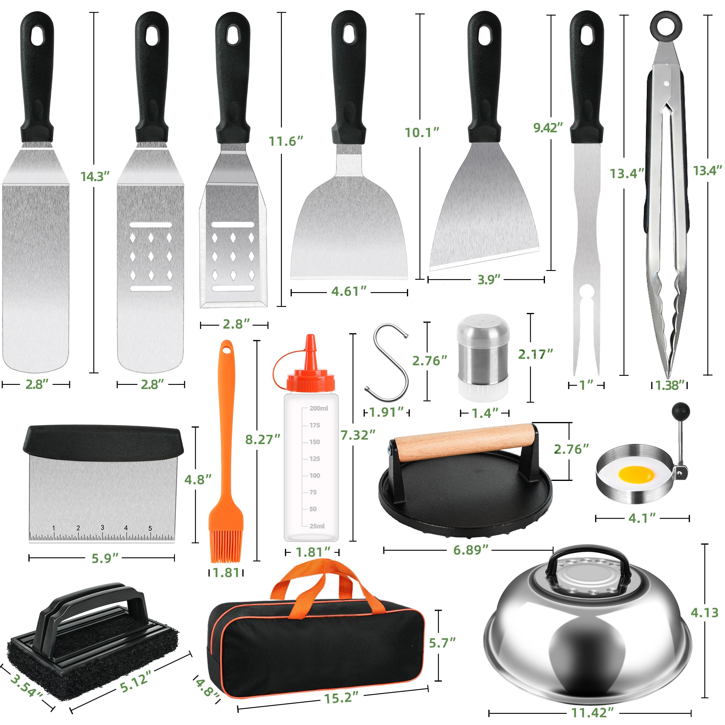 30Pcs Griddle Accessories Kit, Flat Top Grill Accessories Set For Blackstone And Camp Chef, Grill Spatula Set With Melting Dome,
